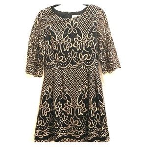 NWT Eliza J black and tan lace cocktail dress